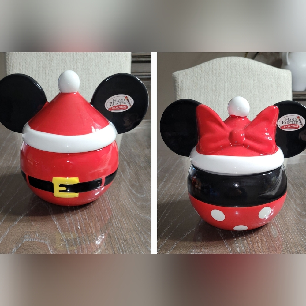 Disney Mickey and Minnie Santa cookie jars